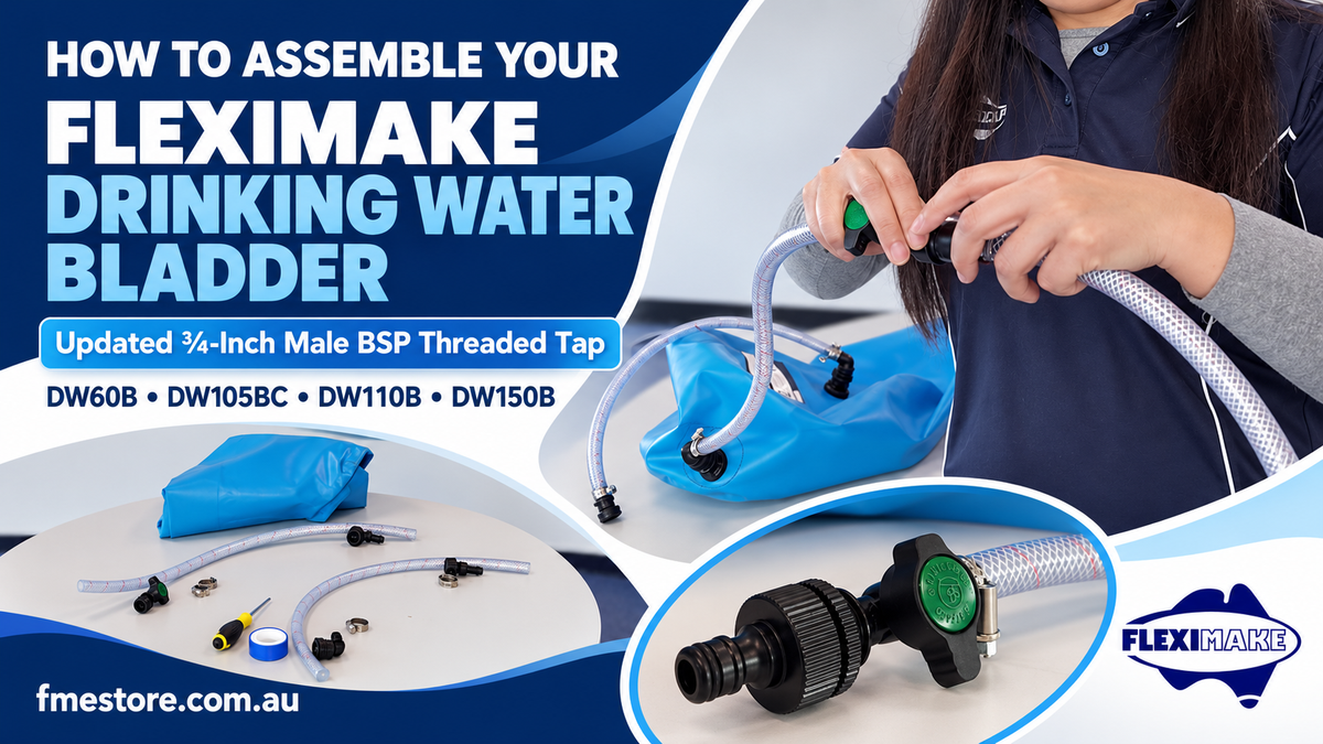 How to Assemble Your Fleximake Drinking Water Bladder with the Updated ¾-Inch Male BSP Threaded Tap