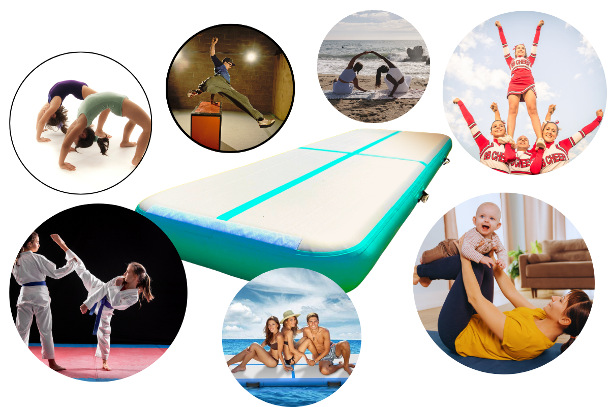 Inflatable Air Track Mat 20cm Thick x 1m Wide with Pump - 3m to 8m