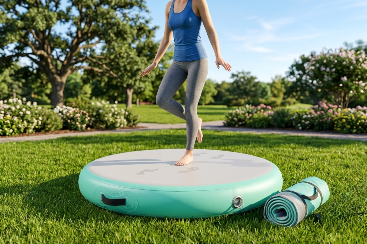 20cm Inflatable Air Spot Mat with Pump – Round Gymnastics Landing Pad