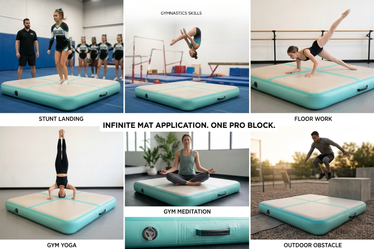 20cm Inflatable Block Mat with Pump – Gymnastics Air Mat 1m & 2m