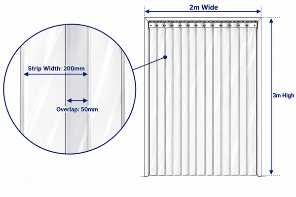Clear PVC Strip Curtain Kit  – 2m Wide x 3m High