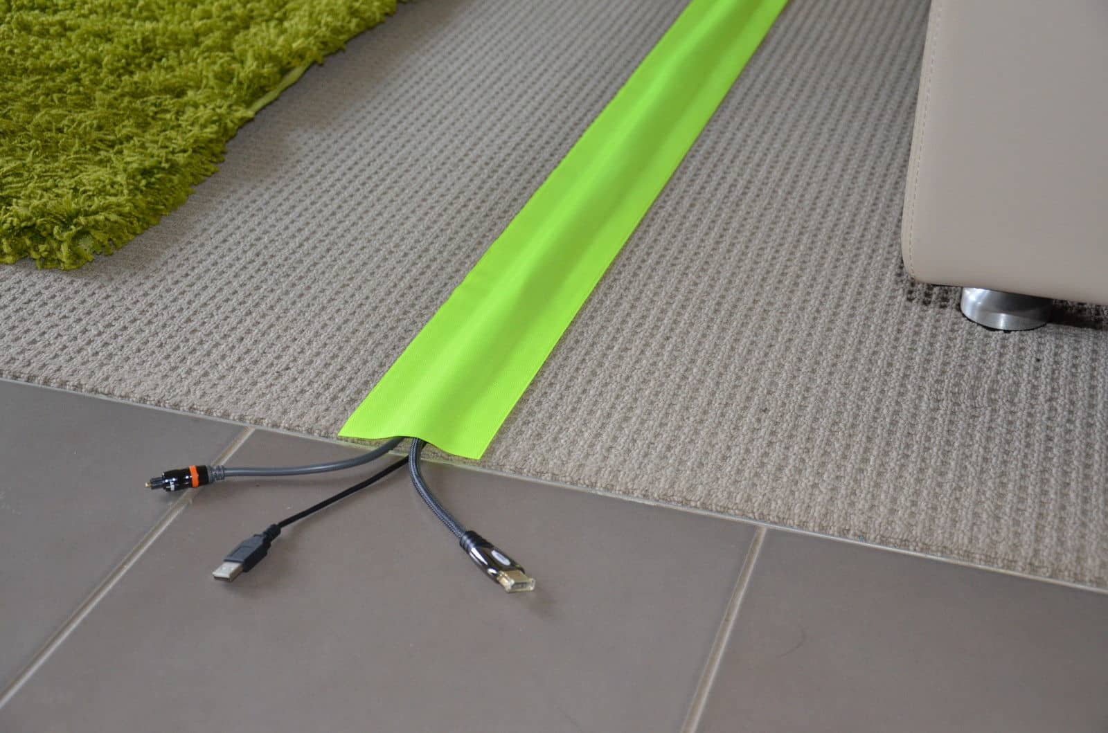 Cable Cover for Carpet - 100mm(width) High Vis Yellow Top image 2
