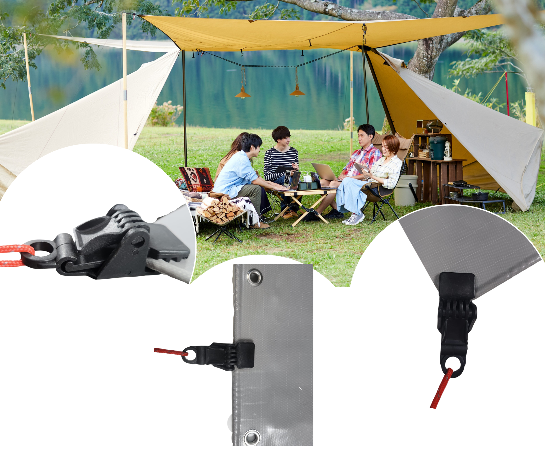 Adjustable Heavy Duty Lock Grip Tent Clip Hook