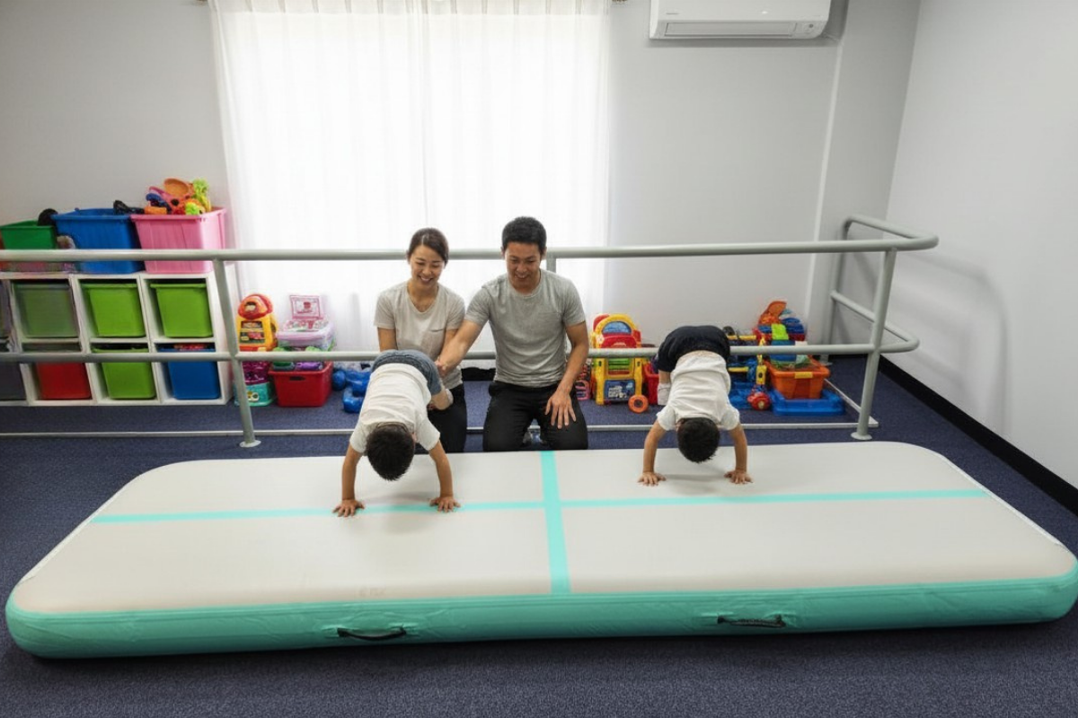Inflatable Air Track Mat 20cm Thick x 1m Wide with Pump - 3m to 8m