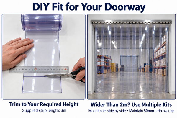 Clear PVC Strip Curtain Kit  – 2m Wide x 3m High
