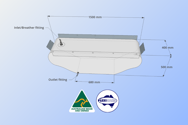 DW280BW – 280L 4WD Cargo & Ute Tray Drinking Water Bladder with Wheel Arch Cutouts