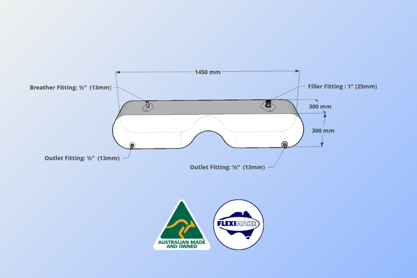 DWN125BH - 125L 4WD Next Gen Box Drinking Water Bladder with Transmission Hump Cutout