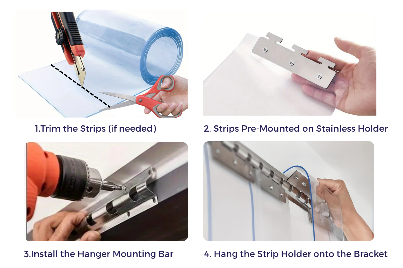 Extra Heavy-Duty Clear PVC Strip Curtain Kit –1.3m Wide x 3m High