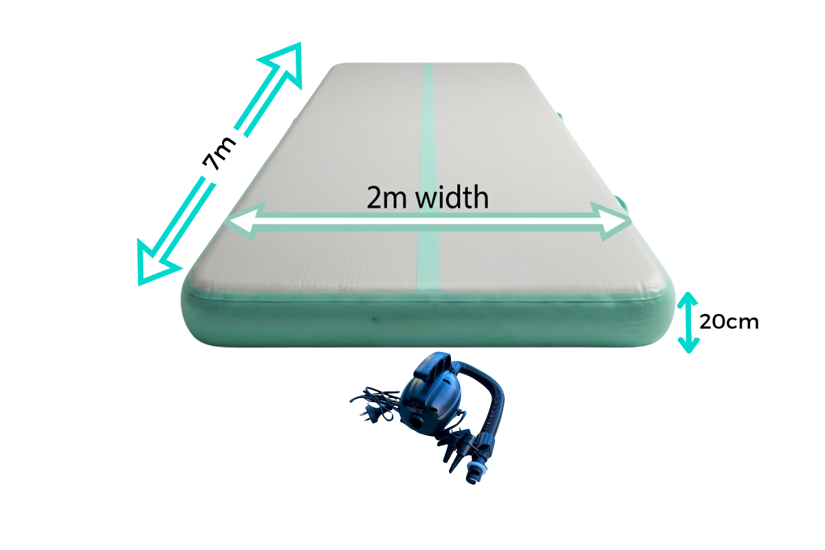 Extra Wide 2m Inflatable Air Track Mat 20cm Thick with Pump (3m–8m)