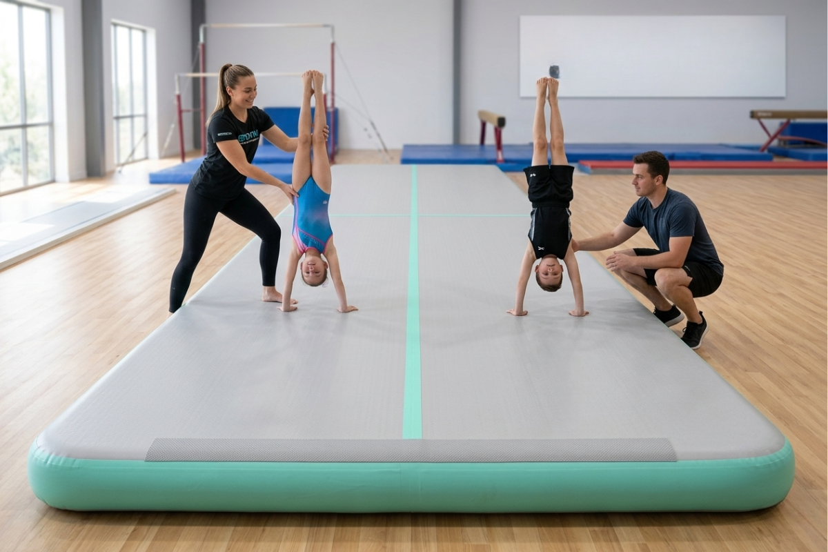 Extra Wide 2m Inflatable Air Track Mat 20cm Thick with Pump (3m–8m)