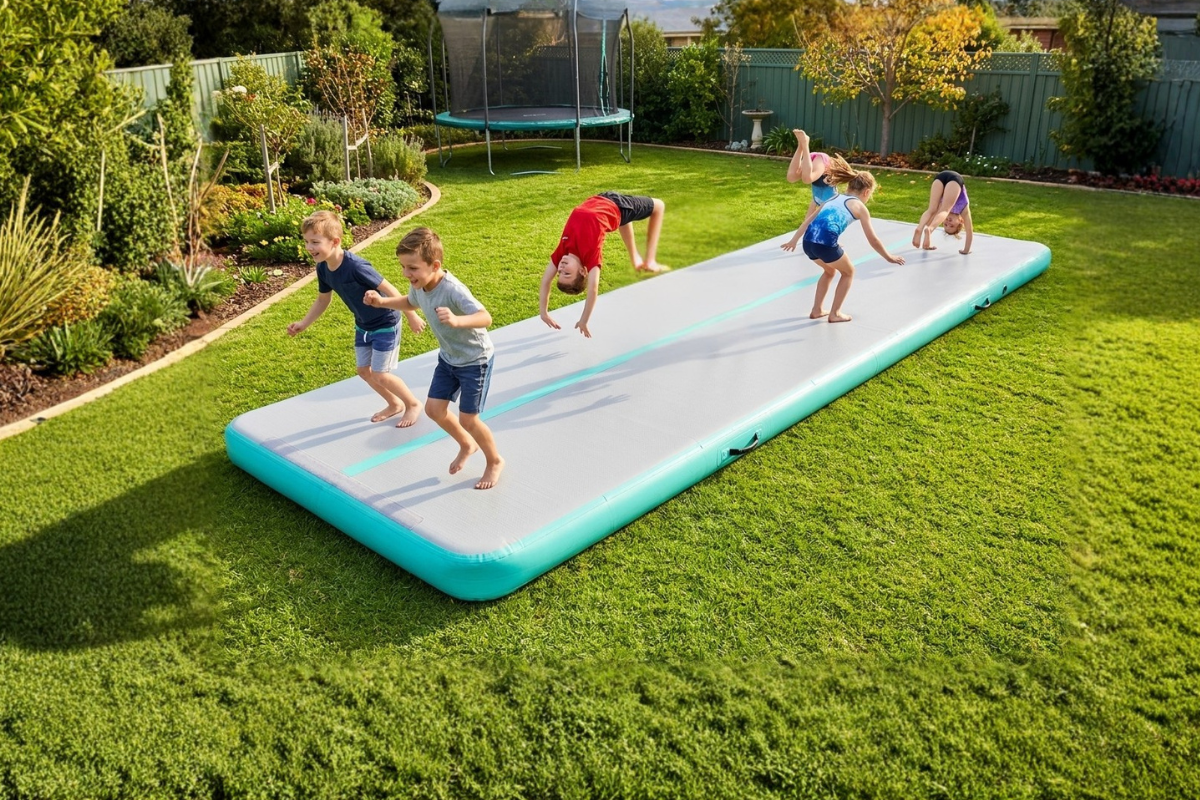 Extra Wide 2m Inflatable Air Track Mat 20cm Thick with Pump (3m–8m)
