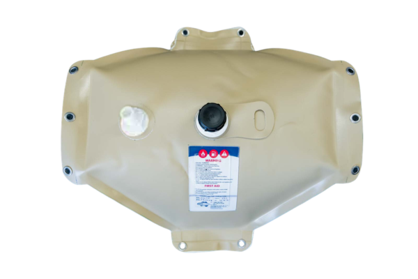 FB50MB 50L concertina fuel bladder for marine diesel storage, flexible TPU tank with tie-down points, Australian made