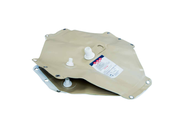 50L concertina fuel bladder for marine diesel or chemical storage, featuring flexible TPU material and tie-down points.