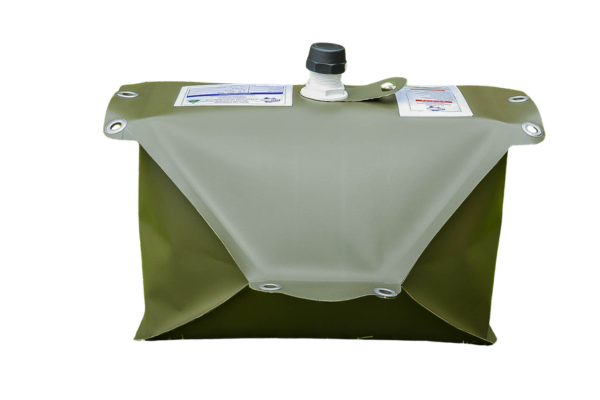 FB50MB 50L concertina fuel bladder for diesel and chemical storage, heavy-duty TPU material, made in Australia