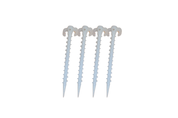 Glow-in-the-Dark Screw Pegs for Tents & Tarps – Spiral Ground Anchors (4 & 10 Pack)