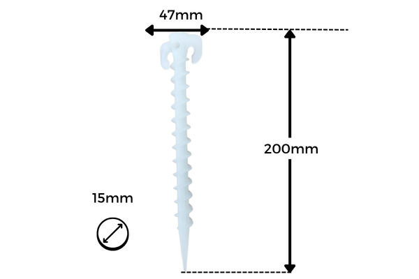 Glow-in-the-Dark Screw Pegs for Tents & Tarps – Spiral Ground Anchors (4 & 10 Pack)