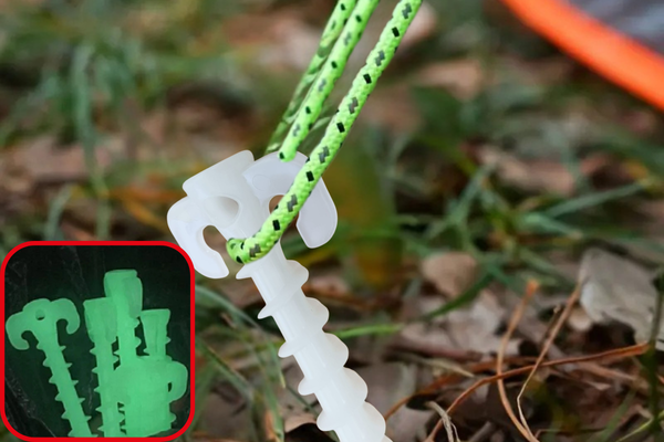 Glow-in-the-Dark Screw Pegs for Tents & Tarps – Spiral Ground Anchors (4 & 10 Pack)