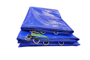 Extra heavy-duty 320GSM PE tarpaulin fold detail with stainless steel D-ring