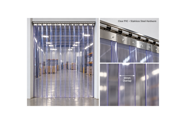Clear PVC Strip Curtain Kit  – 2m Wide x 3m High