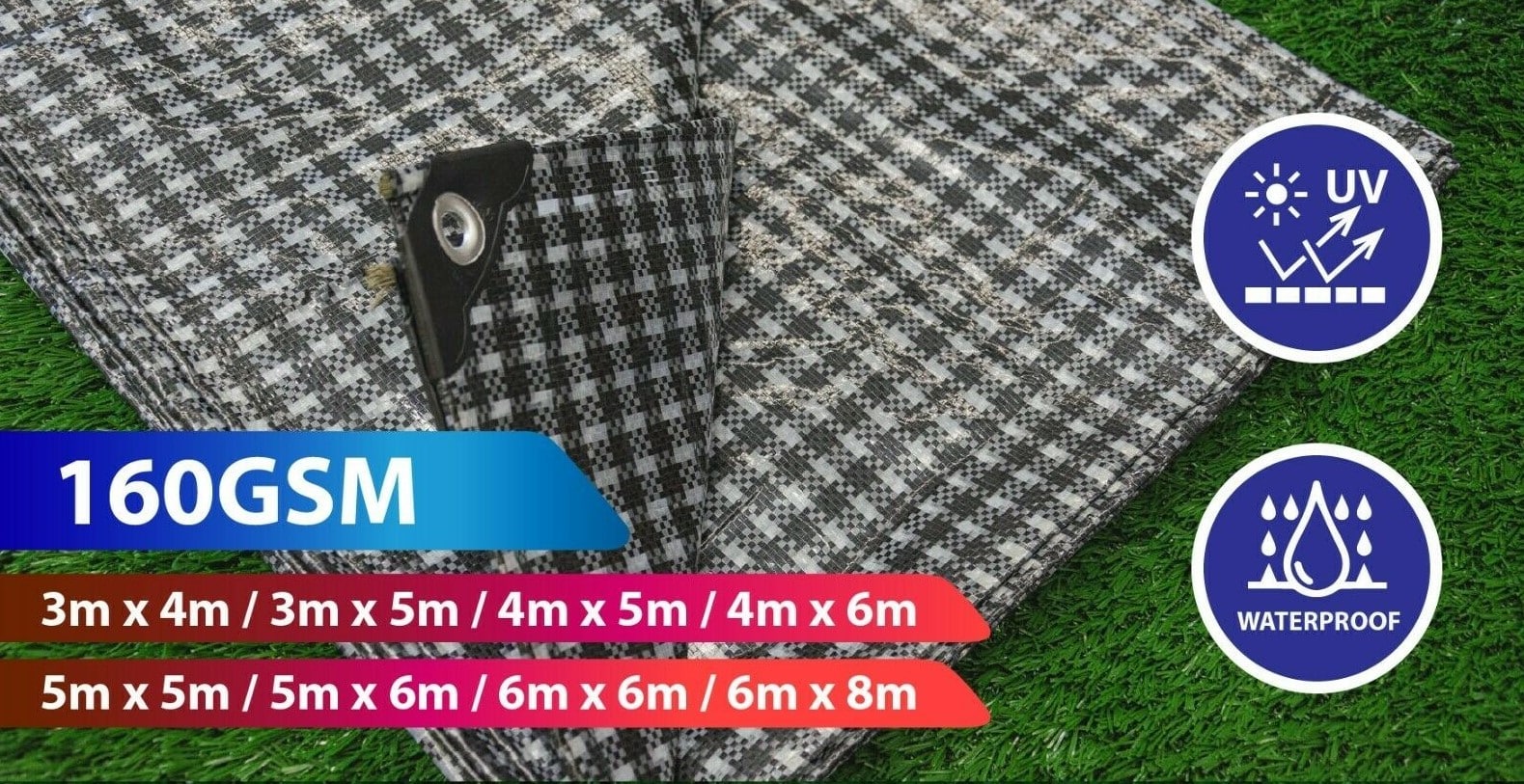 Medium-Duty PE Tarp - 160GSM Poly Tarpaulin - All Purpose Tarp - Black and White Check image 1