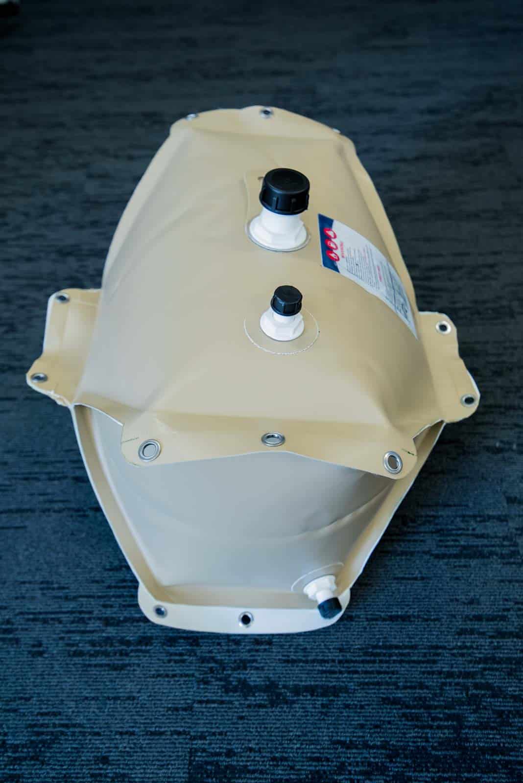 FB50MB 50L flexible TPU fuel tank for boat and off-road diesel storage, concertina design, breather and cap sold separately."