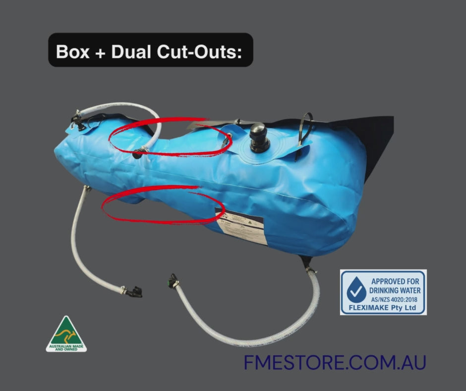 Load video: DW100BDC - 100L 4WD Box Drinking Water Bladder with Dual Cut-Out